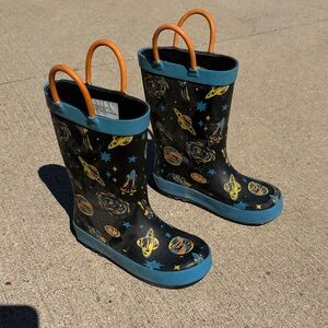 Cat & Jack Black and Blue Space Rain Boots